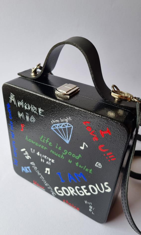 Handmade Wooden Purse- "Graffiti"